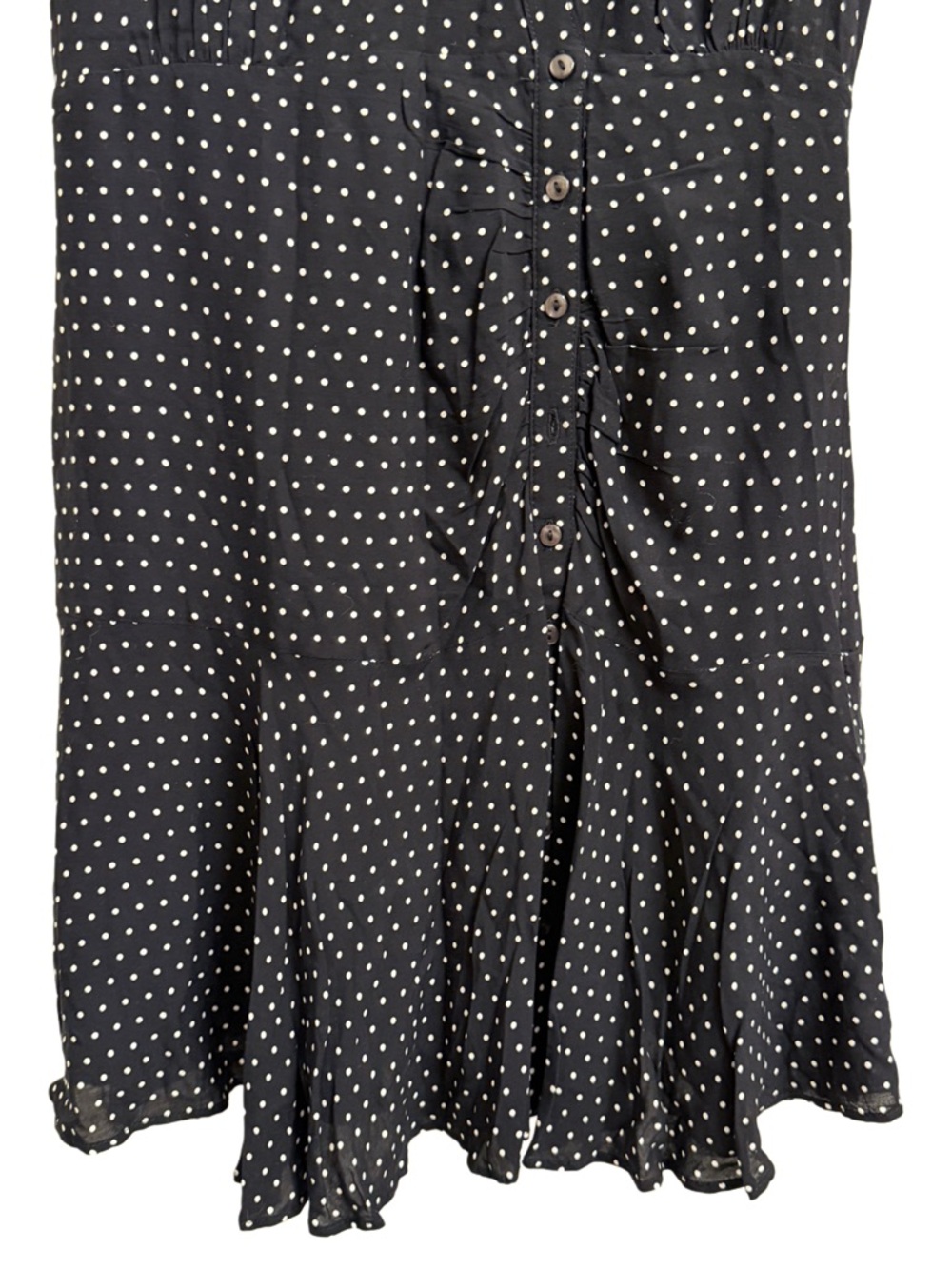 Free People Pippa Black Polka Dot Mini Dress Medium Button Front Flowy Boho - Picture 5 of 13